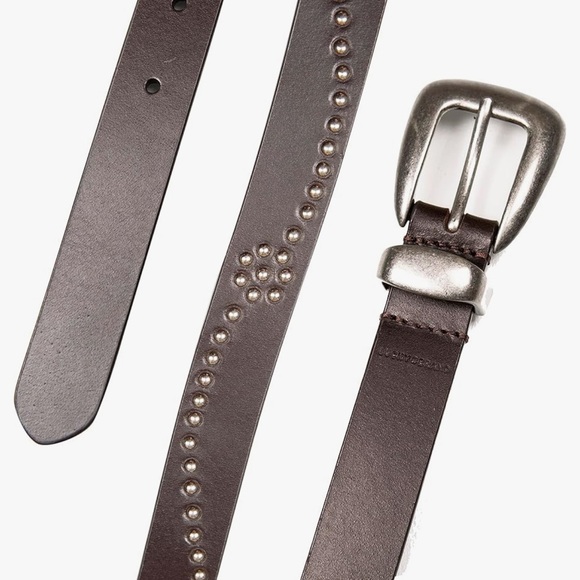 Lucky Brand Dark Brown Leather Studded Western 1" Belt w/ Silver Accents S, M, L - Picture 5 of 7